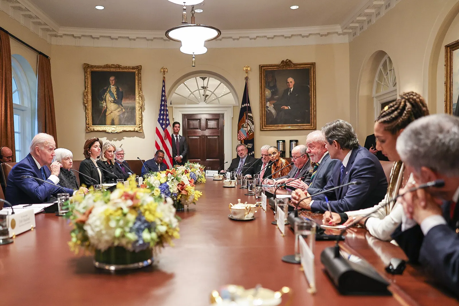 Lula in an expanded meeting with Joe Biden, at the White House, in Washington, on February 10, 2023.