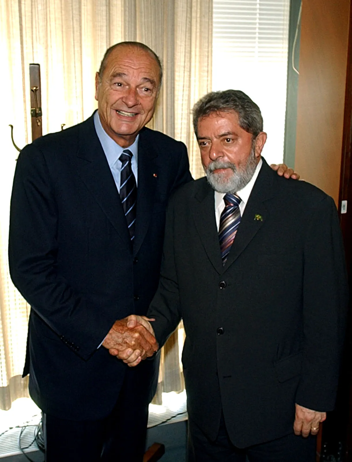 Jacques Chirac and Lula in a meeting at the UN, on September 21, 2004.