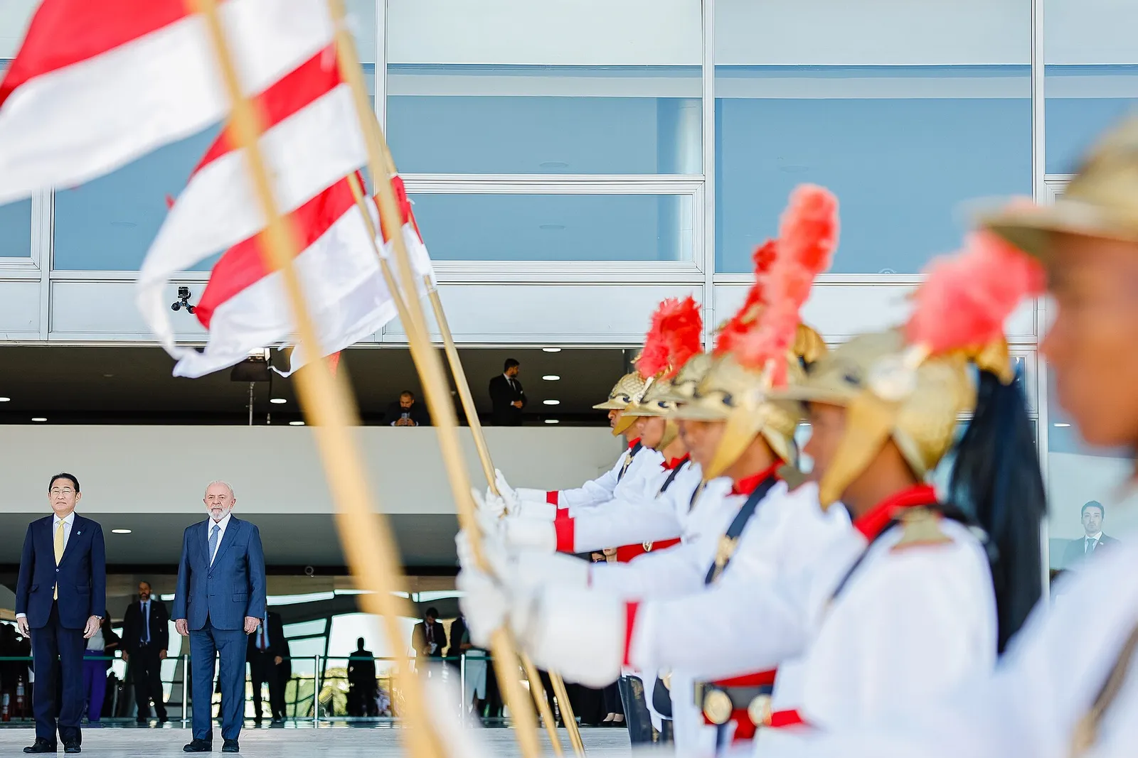 Lula at the official arrival ceremony of the Prime Minister of Japan, Fumio Kishida, at the Planalto Palace, on May 3, 2024.