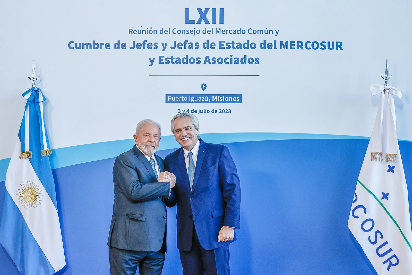 Lula at the greetings by Alberto Fernández to the heads of delegation of the Mercosur Summit, in Puerto Iguazú, Argentina, on July 4, 2023.
