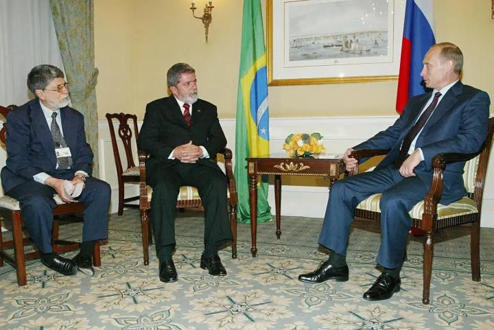 Lula and the President of Russia, Vladimir Putin, in New York, on September 24, 2003, during the trip to the UN General Assembly (photo from the following day; it does not show the speech).
